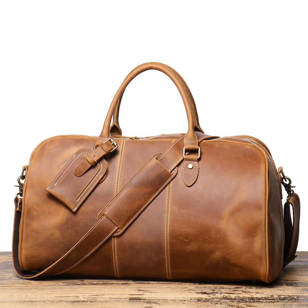 Sac de voyage en cuir véritable rétro pour homme