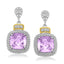 18k Yellow Gold & Sterling Silver Amethyst & Diamond Earrings