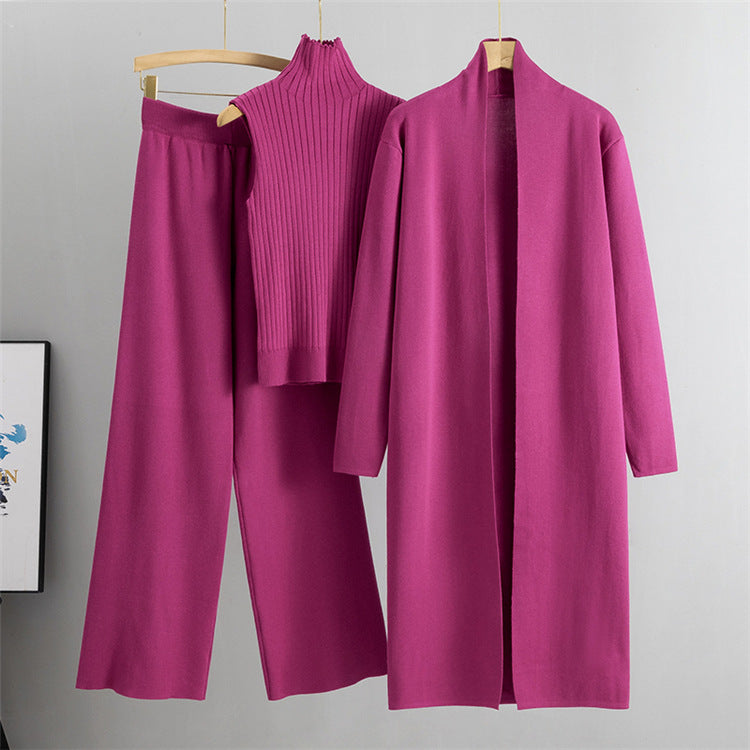 Ensemble Tricoté Élégant 3 Pièces pour Femmes