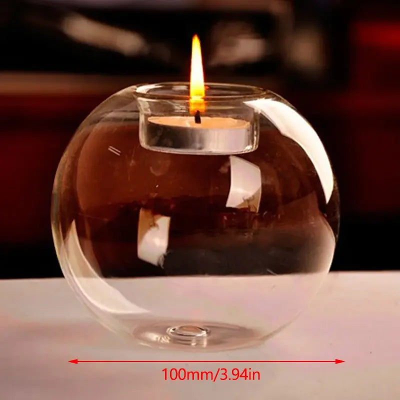 Soporte de Vela de Vidrio Transparente Elegante