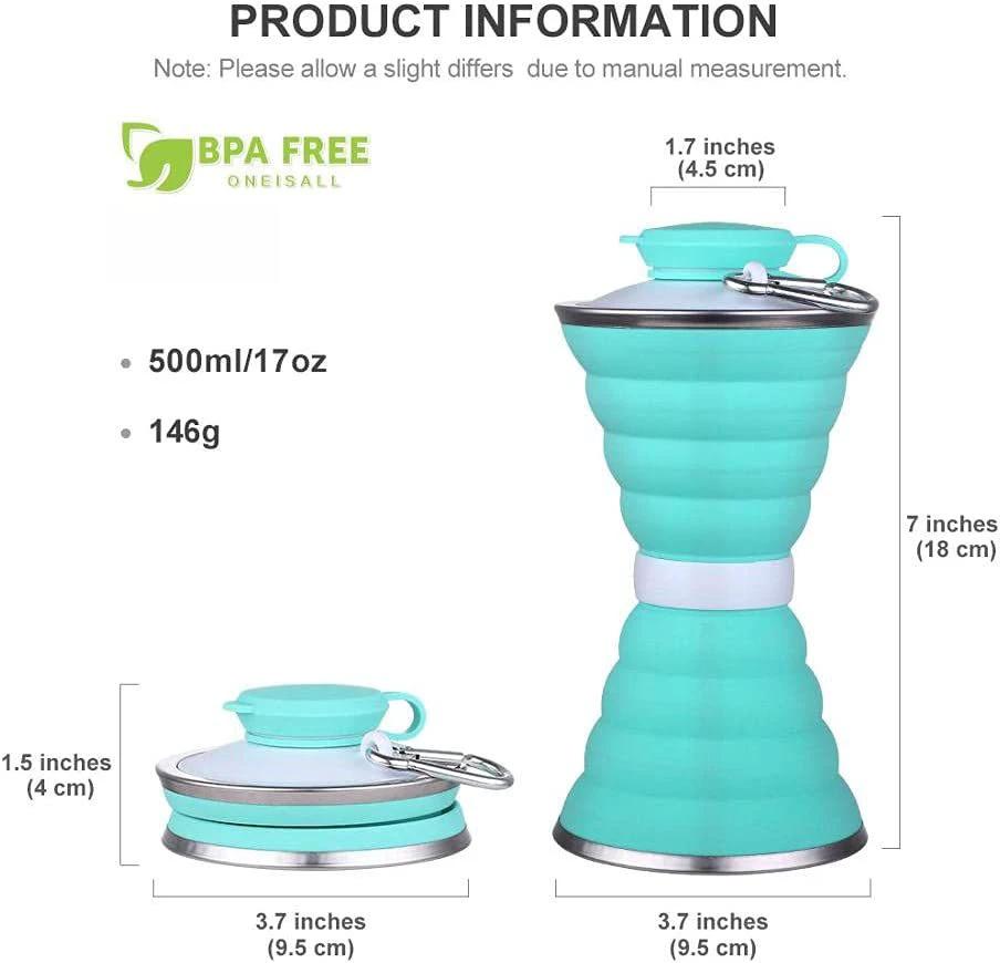 500ML Foldable Silicone Water Bottle for Travel