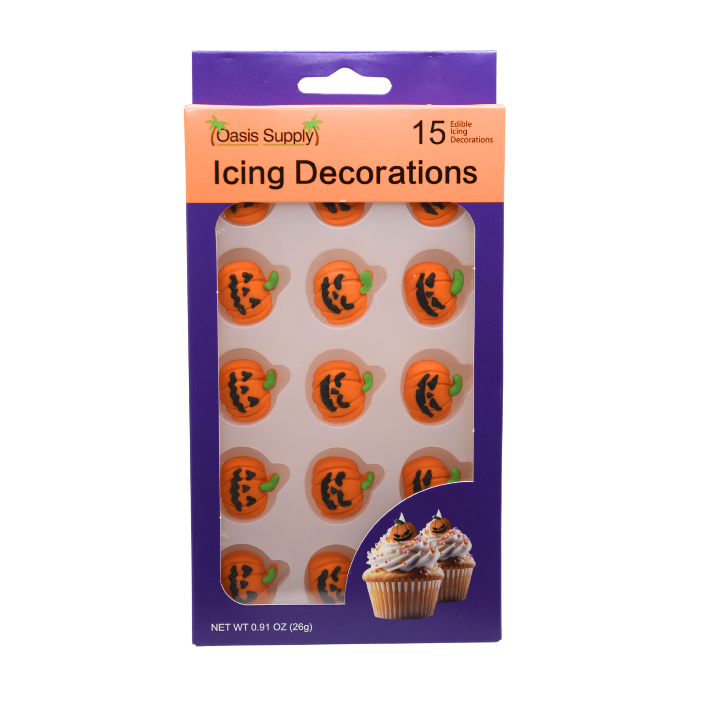 Halloween Edible Cake Decorations - Pumpkin Toppers - 15 Count