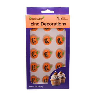 Halloween Edible Cake Decorations - Pumpkin Toppers - 15 Count
