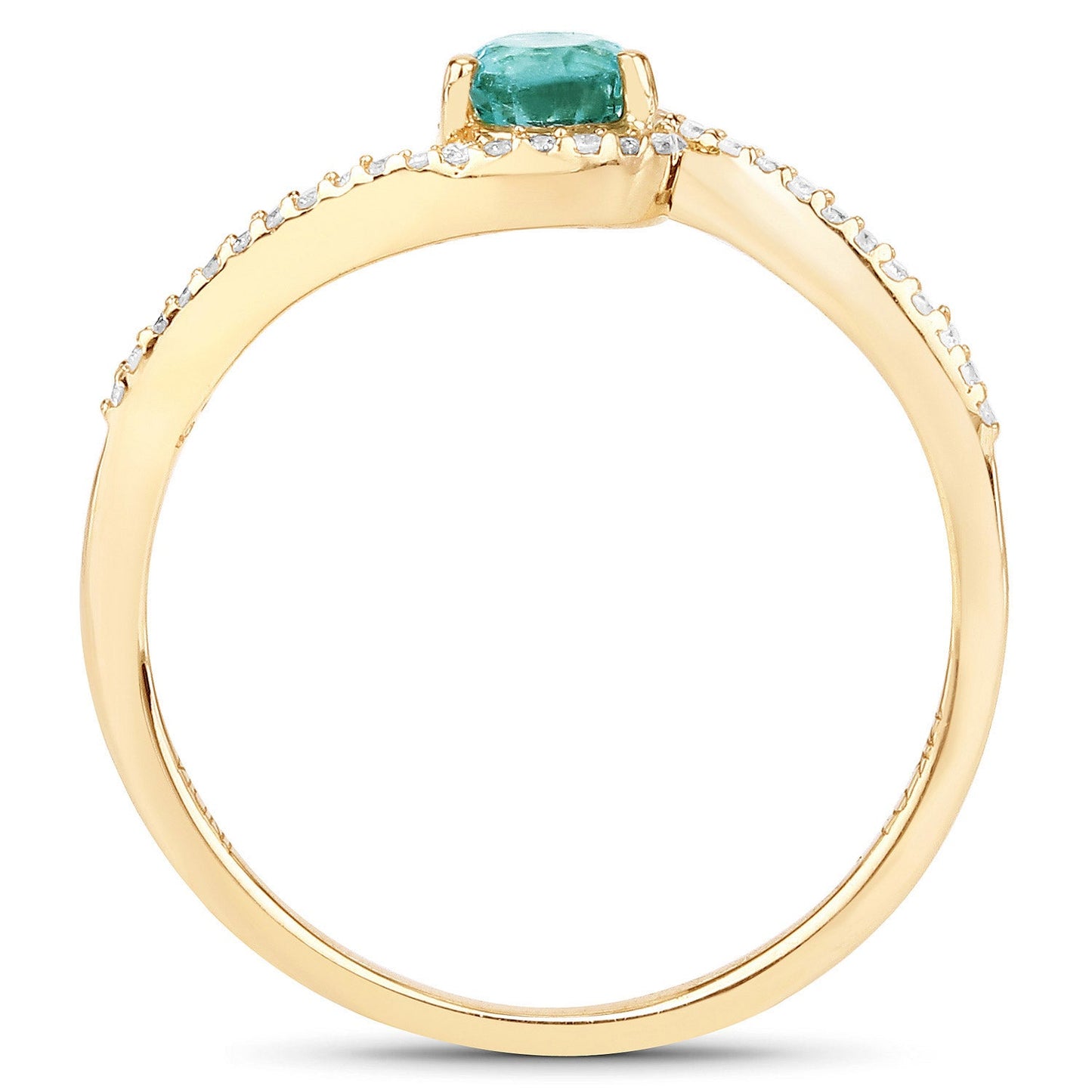 0.33 Carat Genuine Zambian Emerald and Diamond 14K Gold Ring