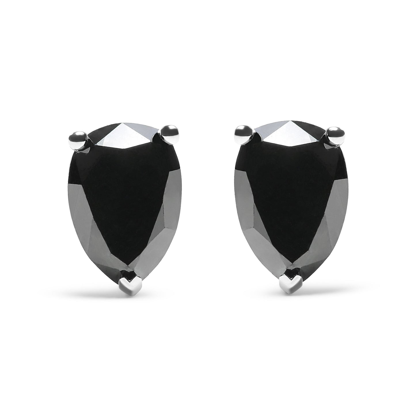 Boucles d'oreilles en diamant noir taillé en poire en or blanc 14K