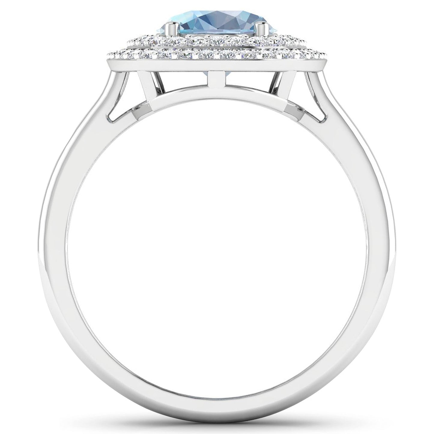 Anillo de Compromiso de 1.72 Quilates de Aguamarina y Diamantes en Oro Blanco de 14K