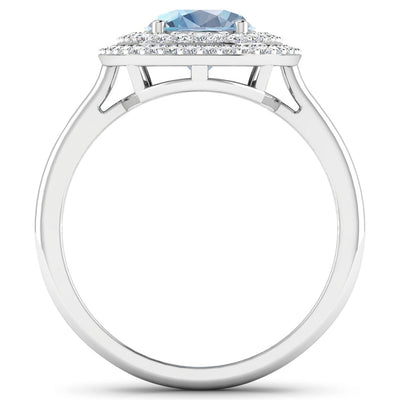 1.72 Carat Aquamarine and Diamond 14K White Gold Engagement Ring