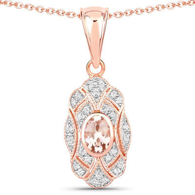 0.52 Carat Genuine Morganite and White Topaz Pendant