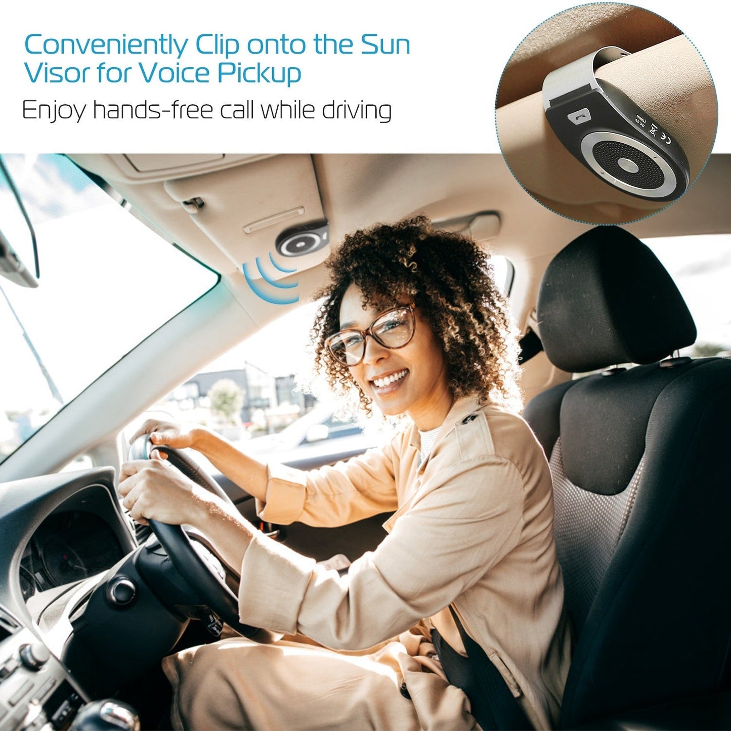 Gbruno Car Wireless Speakerphone - Hands-Free Calling & Music