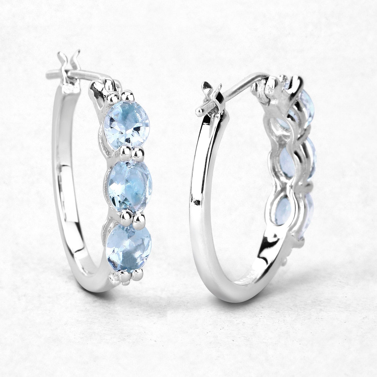 Pendientes de plata esterlina de 1.75 quilates de aguamarina genuina y diamante