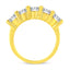 Anillo de boda de 5 piedras con diamantes de 2.0 Cttw en plata de ley chapada en oro amarillo de 14K