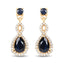 1.19 Carat Genuine Blue Sapphire and Diamond 14K Yellow Gold Earrings