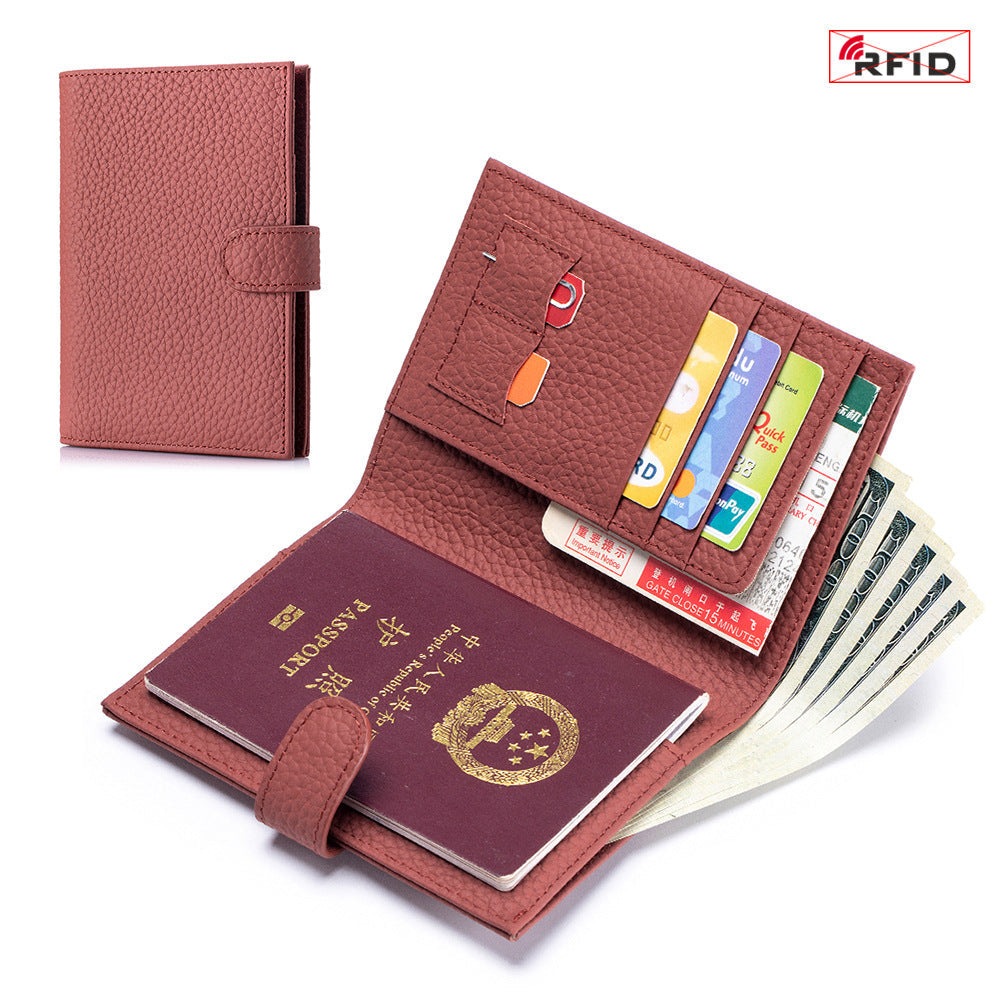 Bolso de Pasaporte Ultra Delgado de Cuero con Protección RFID