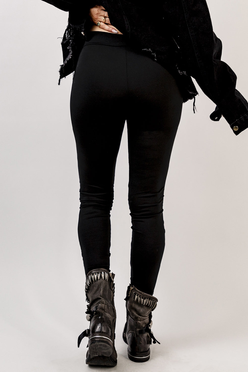 Black Grommet Lace Up Front Leggings - Korvel