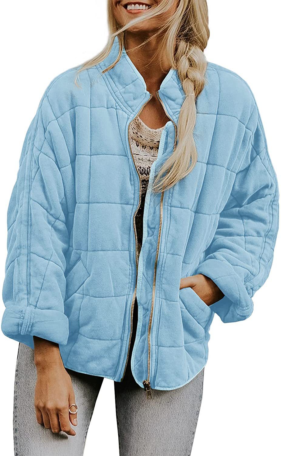 Veste d'hiver élégante à col montant zippée pour femmes
