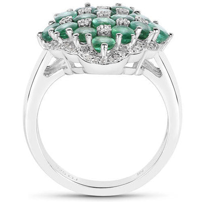 Anillo de plata esterlina con esmeralda de Zambia de 2.68 quilates y zirconia blanca