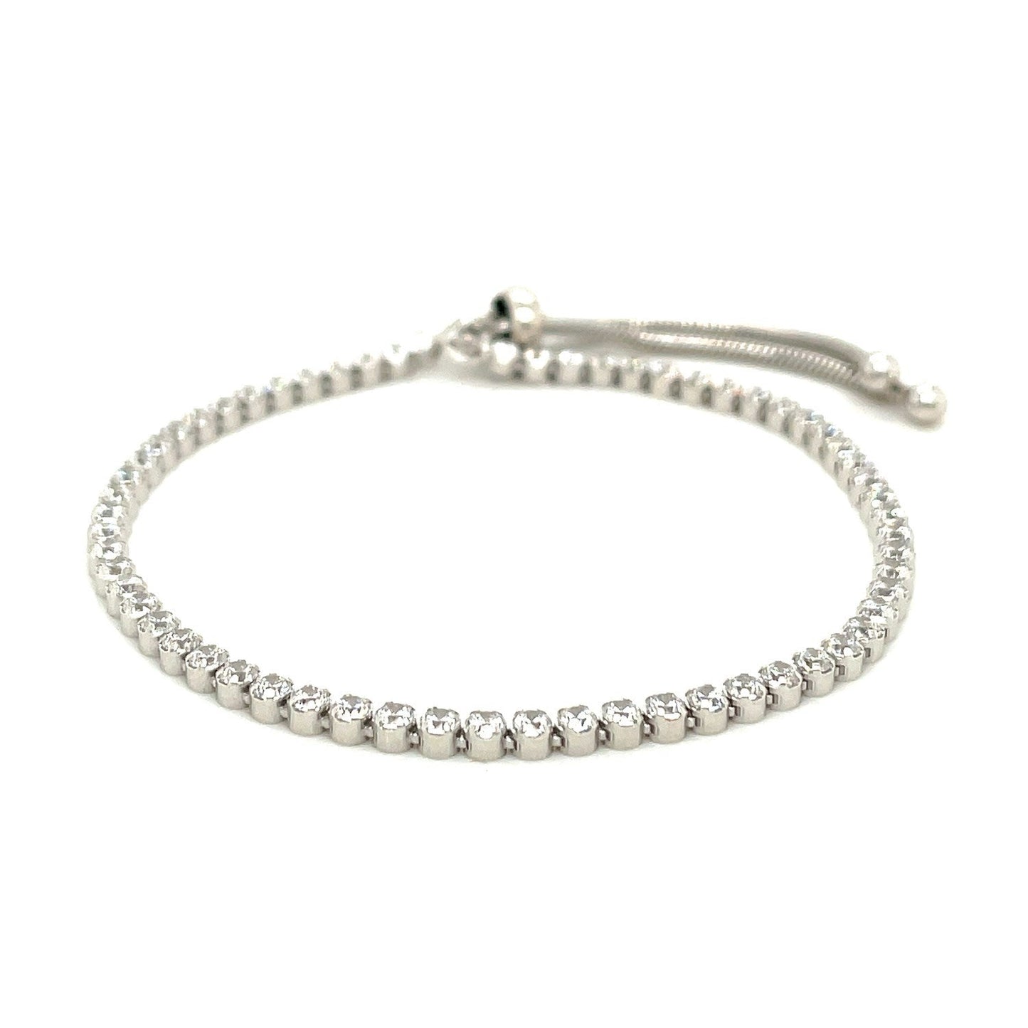 Pulsera Ajustable Estilo Tenis con Circonitas en Plata de Ley