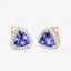 Boucles d'oreilles en tanzanite véritable de 3,82 carats et diamants blancs en or 14K