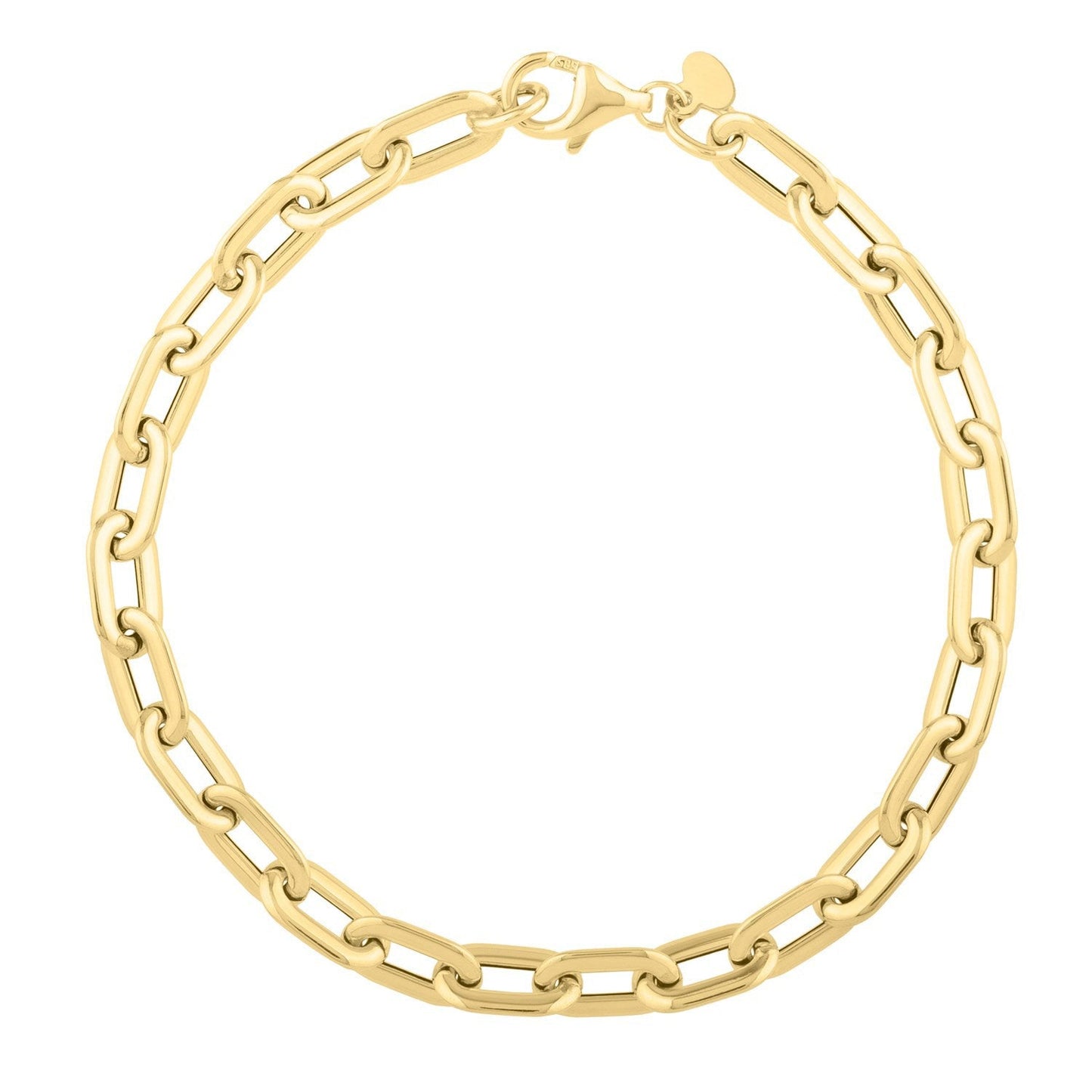 14k Yellow Gold Oval Domed Paperclip Chain Bracelet