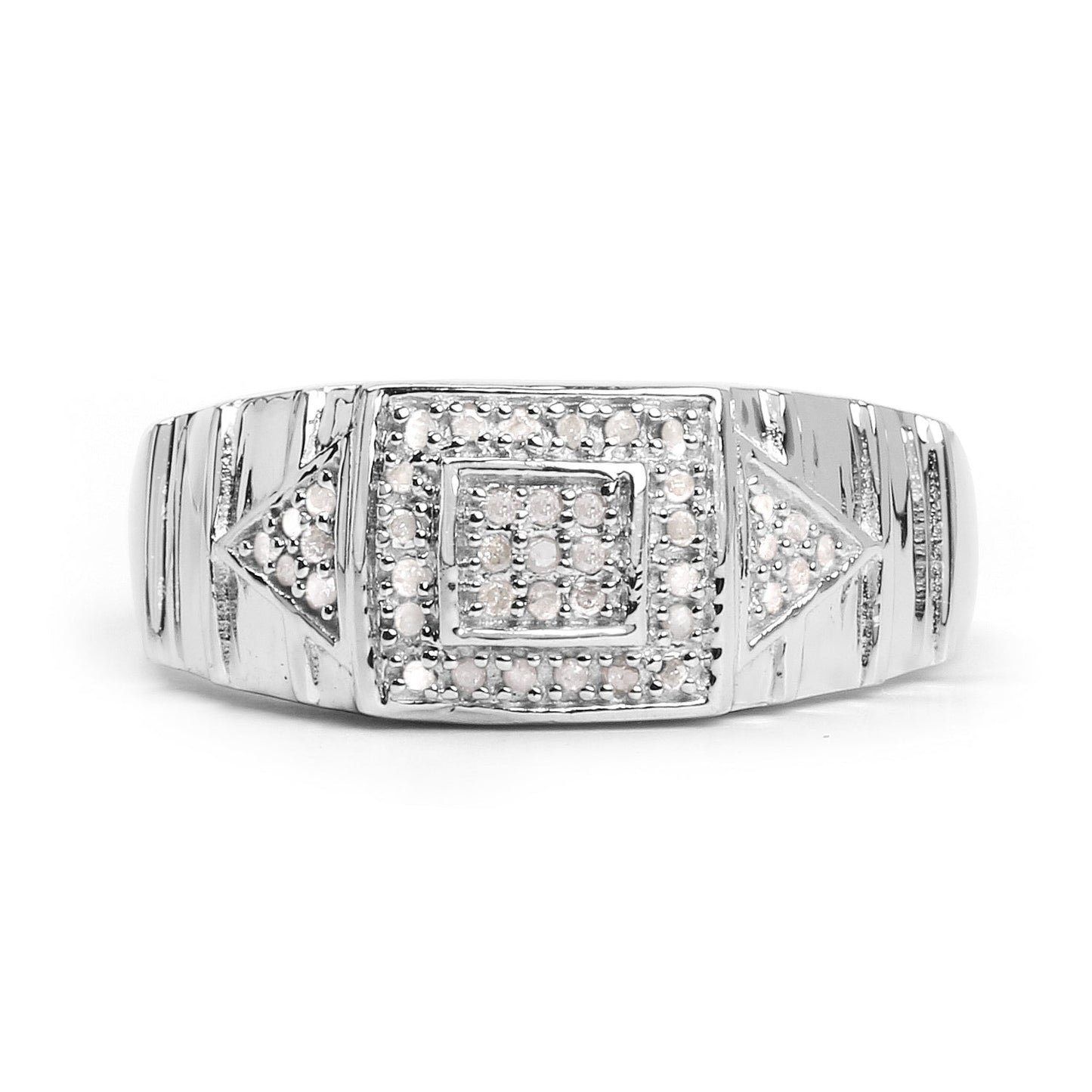 14K White Gold Plated 0.21 Carat Genuine Diamond Ring