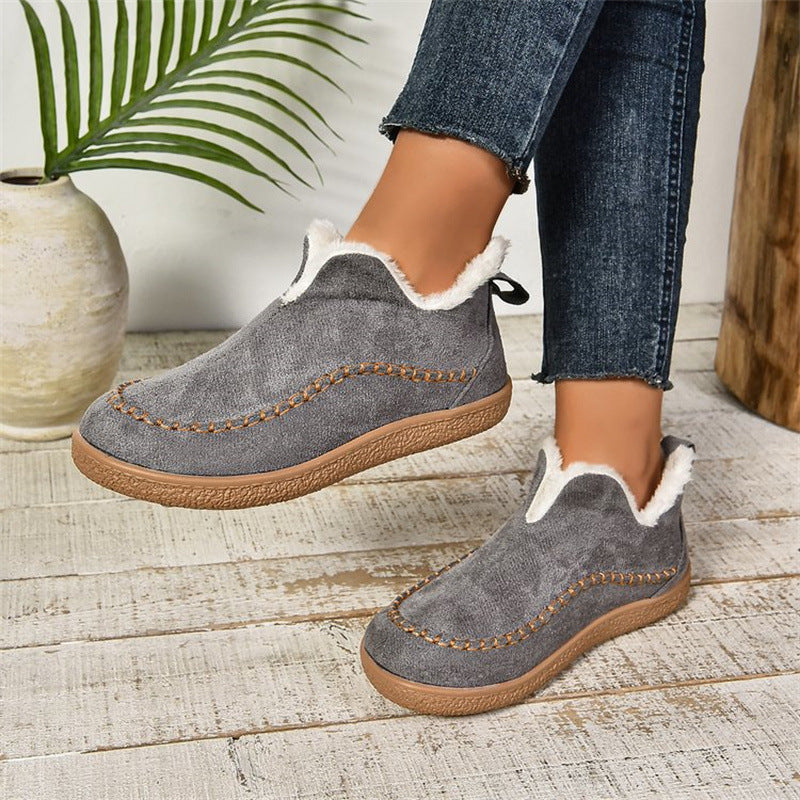 Fashion V-Cut Plush Ankle Boots for Women