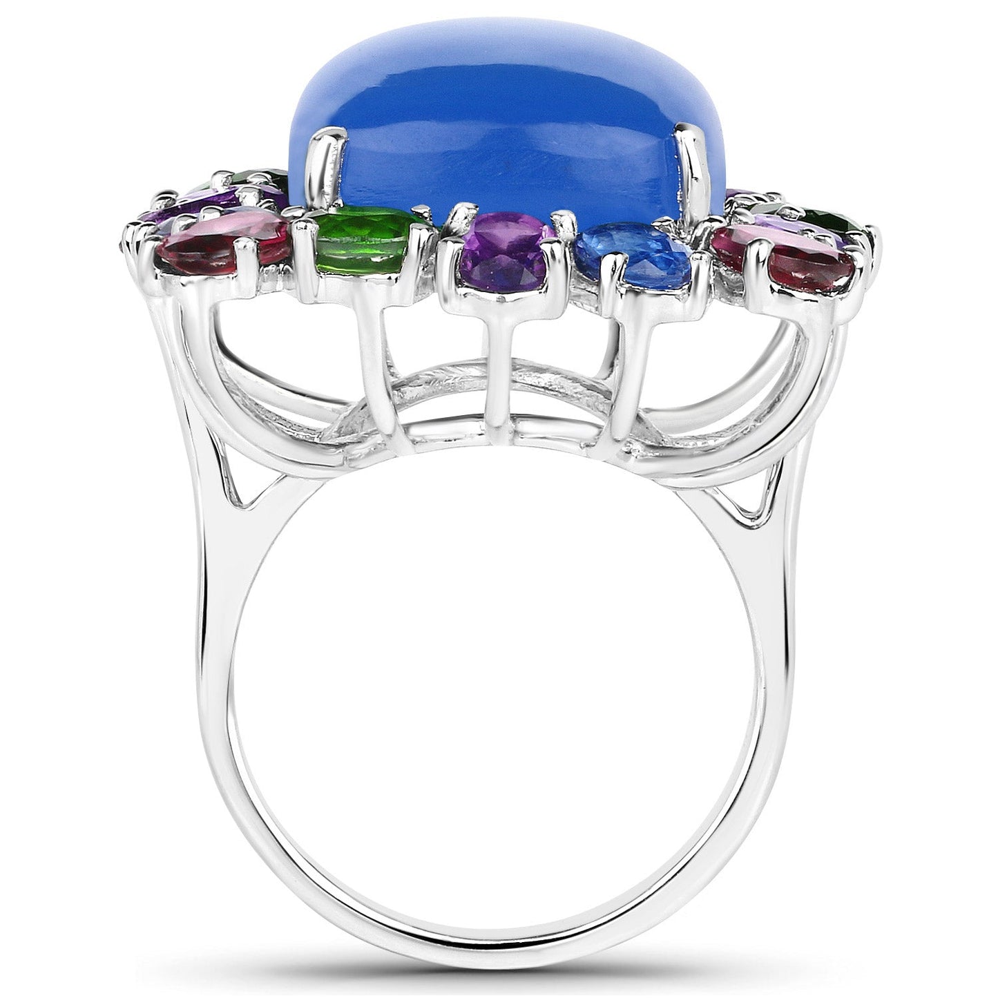 26.67 Carat Multi-Stone Floral Engagement Ring in Sterling Silver