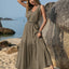 Elegant White V-Neck Tie Shoulder Maxi Dress