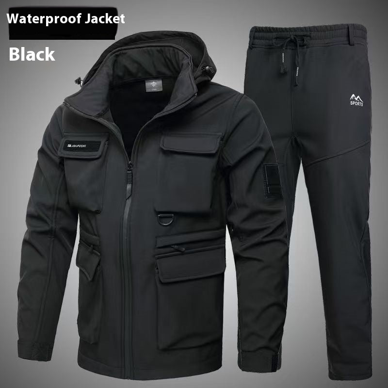 Fleece-Lined Waterproof Jacket Suit for Autumn & Winter