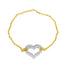 Pulsera de encanto de corazón de diamante de dos tonos de oro de 10K - 1/4 Cttw
