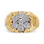 Men's 14K Yellow Gold Plated Sterling Silver Diamond Cluster Ring - Size 10