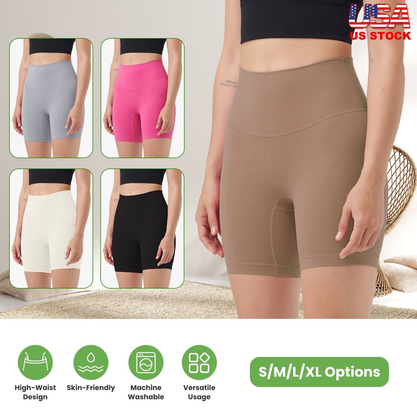 Women's High Waist Biker Shorts with Tummy Control