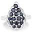 Bague en cluster en saphir bleu de 1,62 carat en argent sterling
