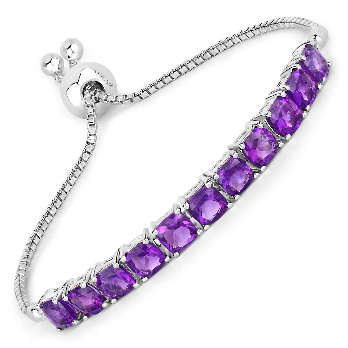 Bracelet en argent sterling .925 avec améthystes véritables de 6,05 carats
