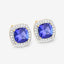 5.98 Carat Genuine Tanzanite and White Diamond Earrings in 14K Gold