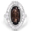 Anillo de Cuarzo Ahumado de 8.12 Quilates y Topacio Blanco en Plata de Ley