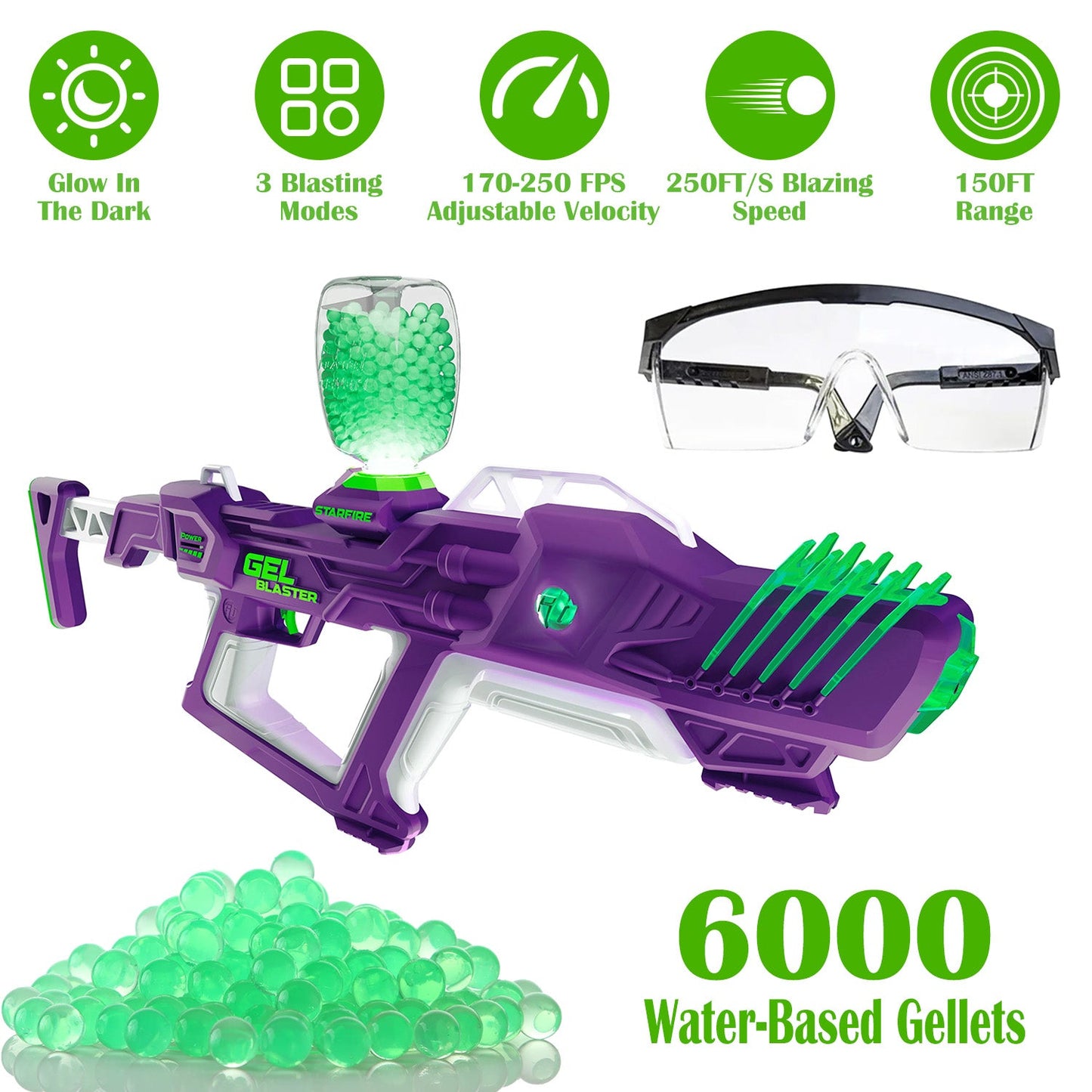 Pistola de Juguete Gel Blaster Starfire XL que Brilla en la Oscuridad