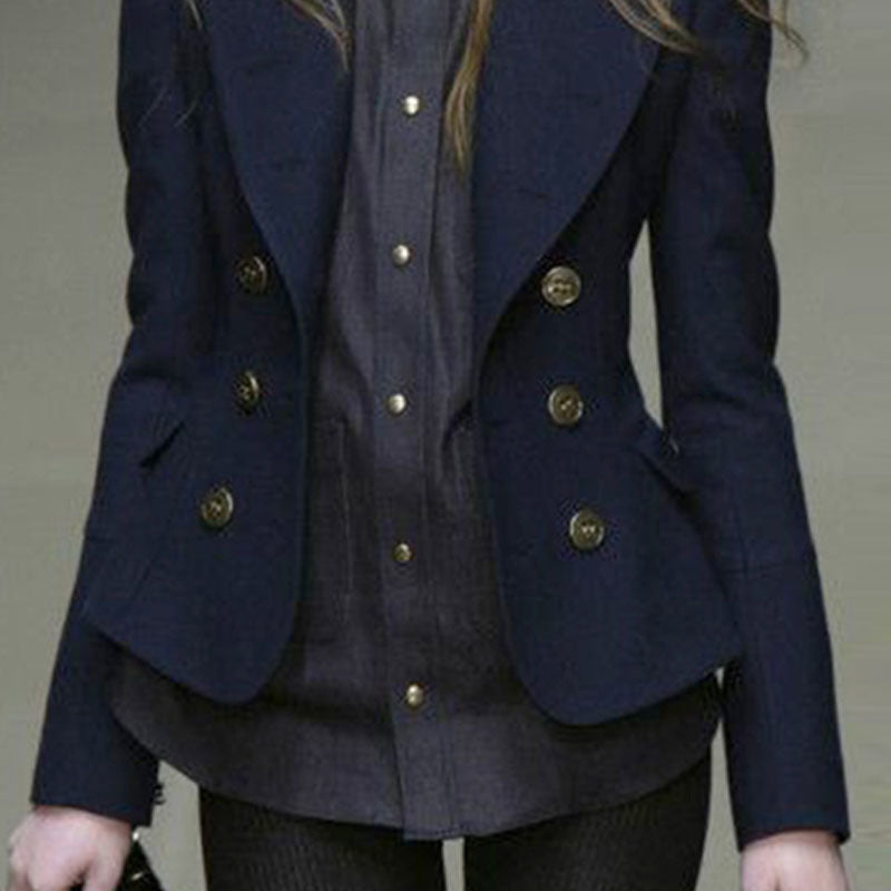 Manteau élégant bleu marine automne-hiver pour femmes