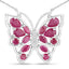 Collier en rubis véritable de 2,88 carats et zircon blanc en argent sterling