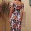 Robe midi charmante à épaules dénudées avec fente
