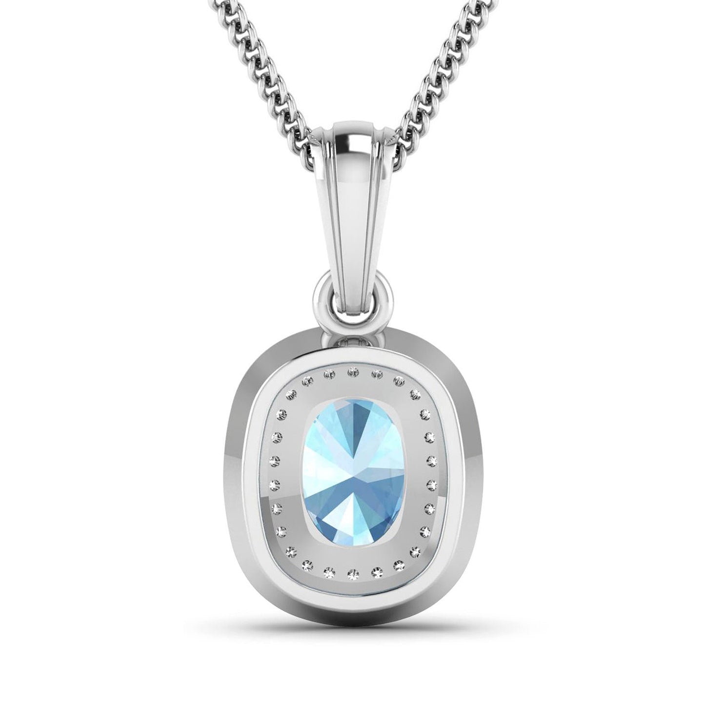 1.35 Carat Aquamarine and Diamond 14K White Gold Pendant