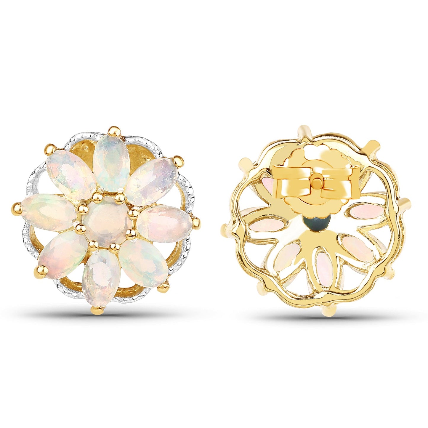 Pendientes de Ópalo Etíope Chapados en Oro Amarillo de 14K en Plata de Ley