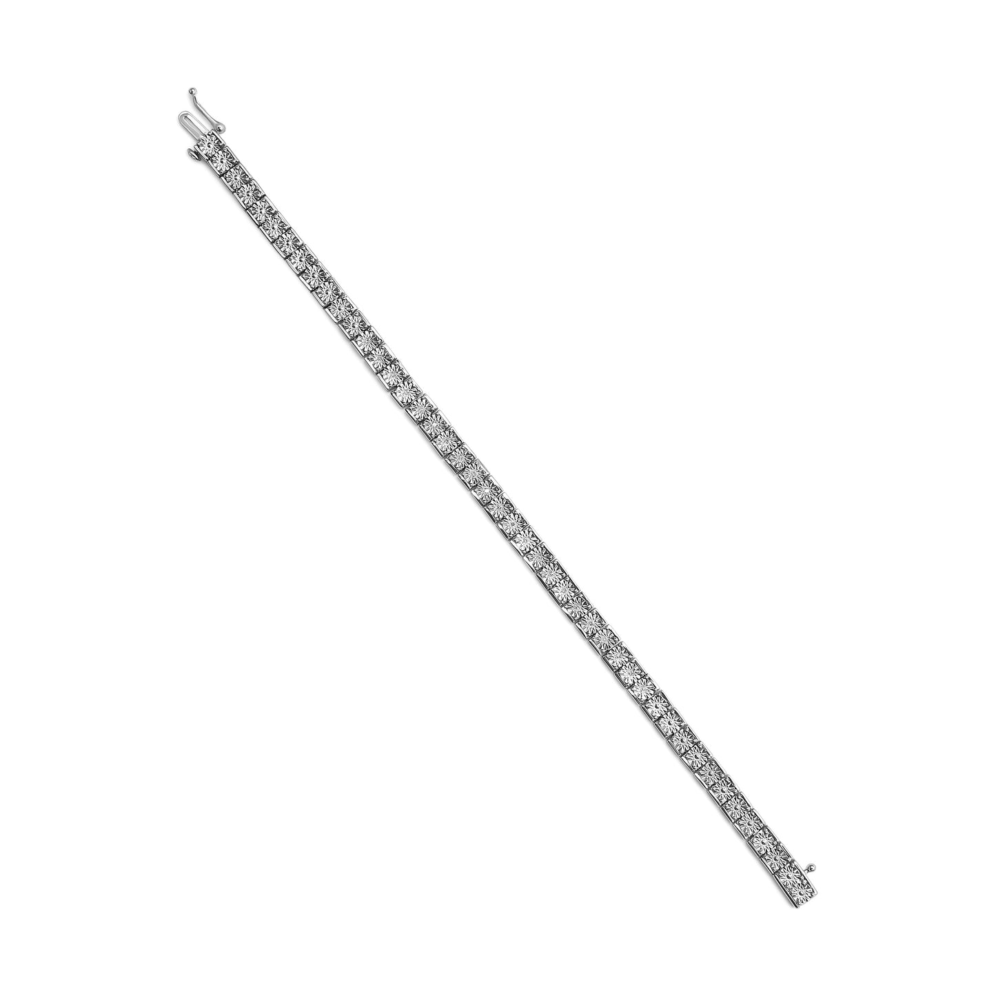 .925 Sterling Silver Diamond Link Bracelet - 1/10 Cttw
