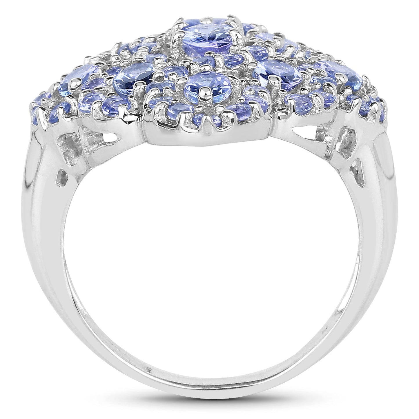 Bague de fiançailles en argent sterling avec tanzanite véritable de 3,31 carats