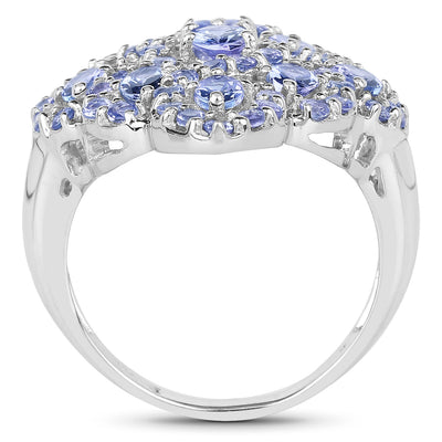 Bague de fiançailles en argent sterling avec tanzanite véritable de 3,31 carats