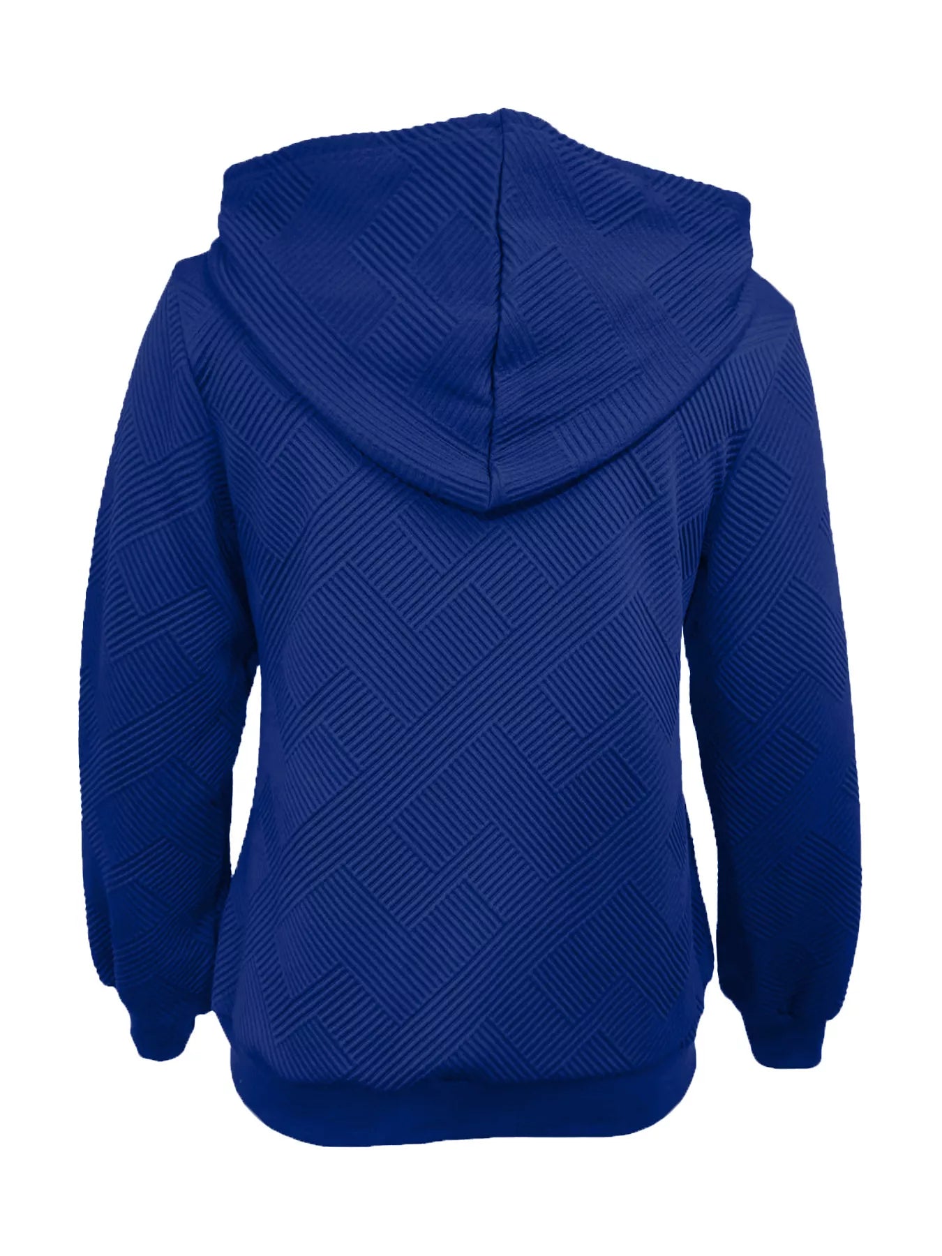 Texture Zip-Up Hoodie with Adjustable Drawstring