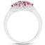 Bague en argent sterling avec rubis véritable rempli de verre de 2,12 carats et zircon blanc