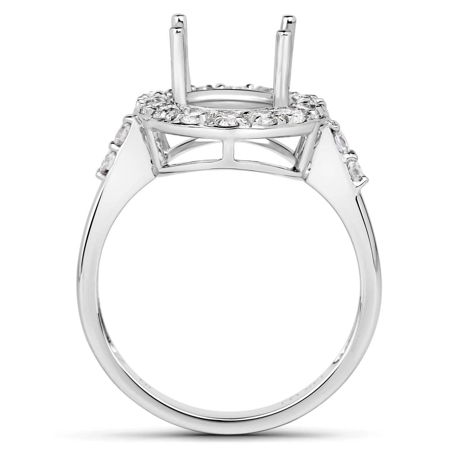 0.60 Carat Genuine White Diamond 14K White Gold Semi Mount Engagement Ring