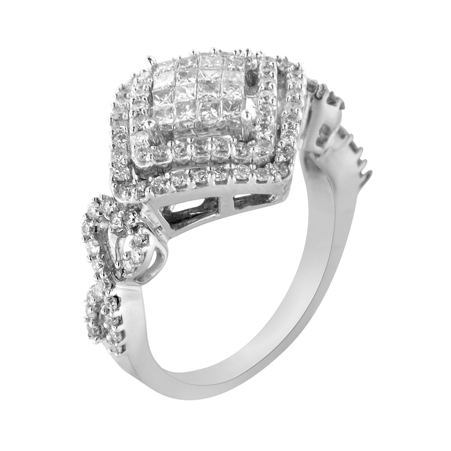14KT White Gold Diamond Composite Engagement Ring