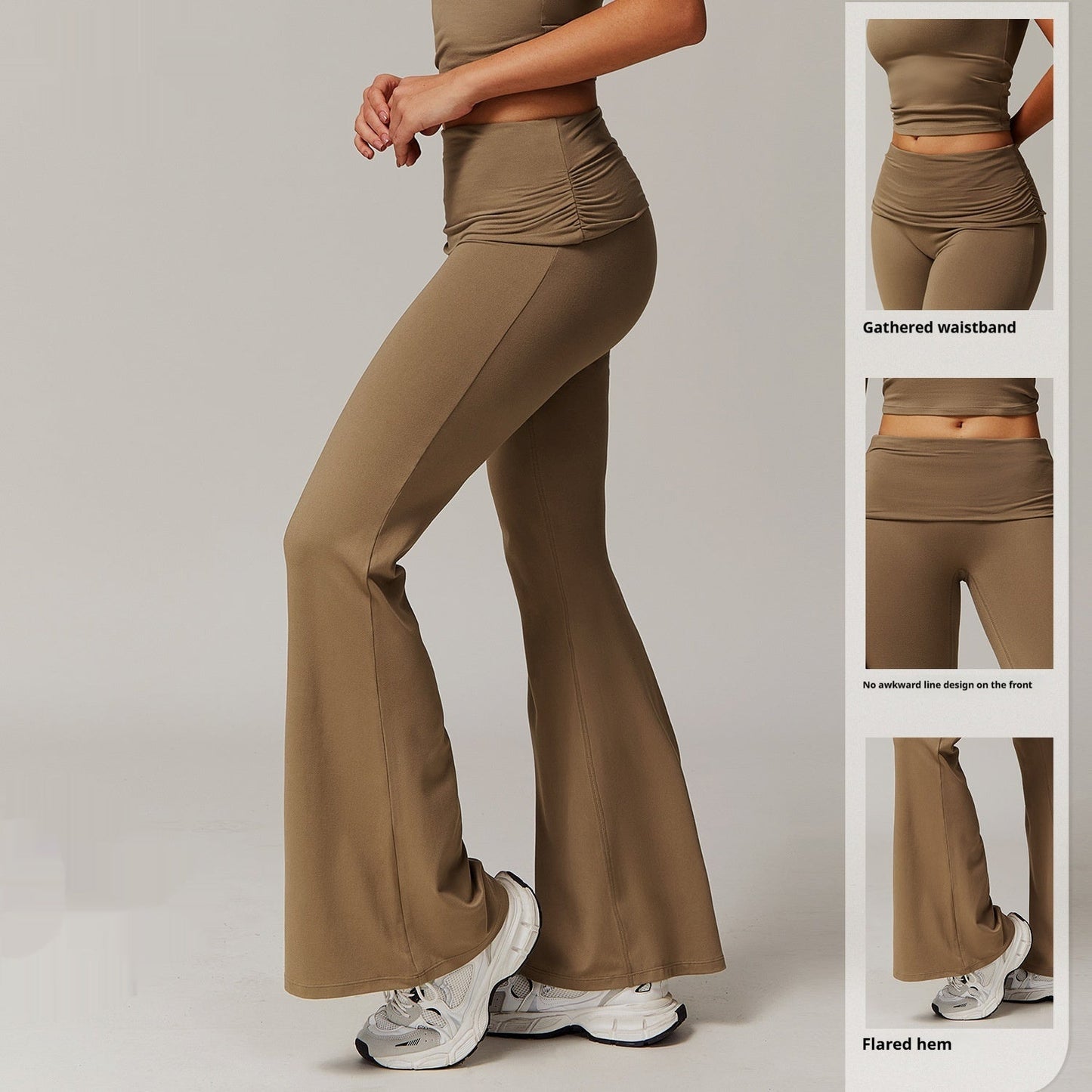 Pantalons de course en laine plissés taille haute