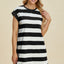 Vestido Mini de Manga Corta a Rayas Chic para Mujeres